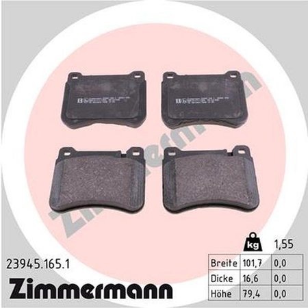 ZIMMERMANN Brake Pad Set, 23945.165.1 23945.165.1